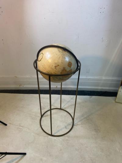 Paul McCobb MODERN REVOLVING GLOBE ON BRASSTONE METAL STAND BY PAUL MCCOBB