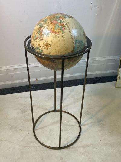 Paul McCobb MODERN REVOLVING GLOBE ON BRASSTONE METAL STAND BY PAUL MCCOBB