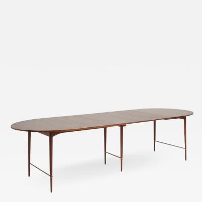 Paul McCobb Mid Century Brass Mounted Mahogany Extending Dining Table by Paul McCobb