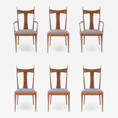 Paul McCobb Mid Century Modern Walnut Dining Chairs after Paul McCobb or Gio Ponti