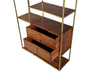 Paul McCobb Mid Century Modern Walnut and Brass Bookcase Etagere by Paul McCobb