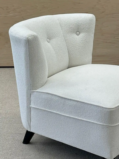 Paul McCobb Pair Mid Century Modern Slipper Lounge Chairs American Boucl Pair Low Profie