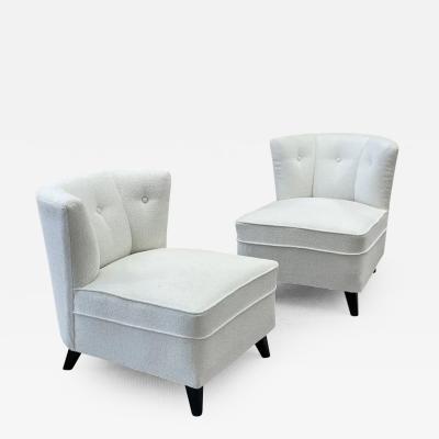 Paul McCobb Pair Mid Century Modern Slipper Lounge Chairs American Boucl Pair Low Profie