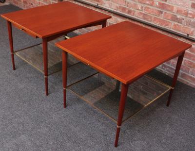 Paul McCobb Pair of Mahogany and Brass Connoisseur Collection Nightstands by Paul McCobb