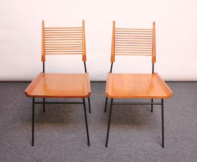Paul McCobb Pair of Mid Century Modern Maple and Iron Shovel Chairs by Paul Mccobb