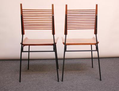 Paul McCobb Pair of Mid Century Modern Maple and Iron Shovel Chairs by Paul Mccobb
