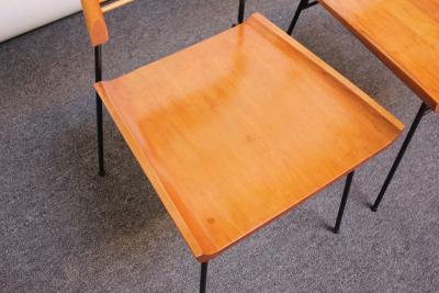 Paul McCobb Pair of Mid Century Modern Maple and Iron Shovel Chairs by Paul Mccobb