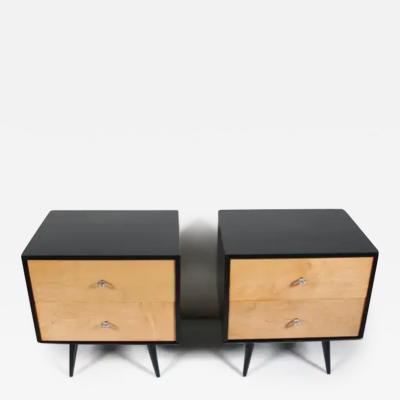 Paul McCobb Pair of Paul McCobb 1503 Planner Group Maple Black Two Drawer Chests