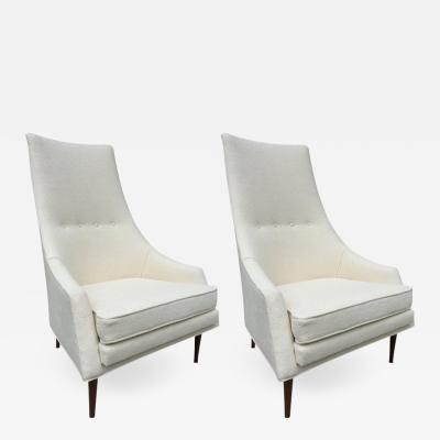 Paul McCobb Pair of Paul McCobb High Back Club Chairs or Slipper Chairs