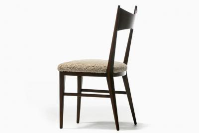 Paul McCobb Pair of Paul McCobb Midcentury Side Chairs with Walnut Frames and Boucl Seats