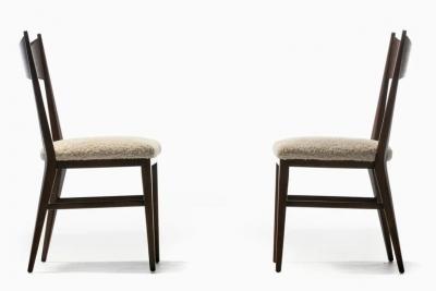 Paul McCobb Pair of Paul McCobb Midcentury Side Chairs with Walnut Frames and Boucl Seats