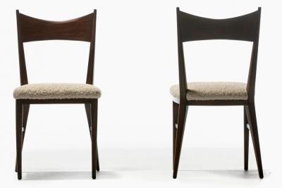 Paul McCobb Pair of Paul McCobb Midcentury Side Chairs with Walnut Frames and Boucl Seats
