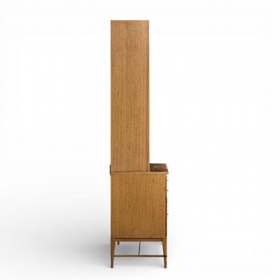 Paul McCobb Paul McCobb Connoisseur Collection Bleached Mahogany Cane Secretary Bar Cabinet