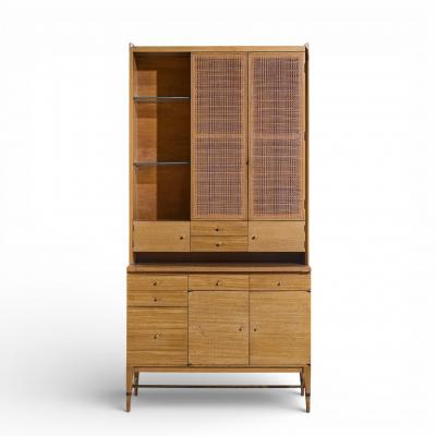 Paul McCobb Paul McCobb Connoisseur Collection Bleached Mahogany Cane Secretary Bar Cabinet