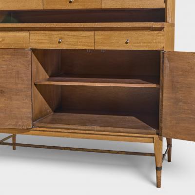 Paul McCobb Paul McCobb Connoisseur Collection Bleached Mahogany Cane Secretary Bar Cabinet