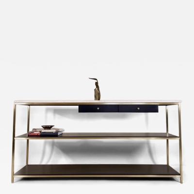 Paul McCobb Paul McCobb Console Solid Brass with Travertine Top Irwin Collection