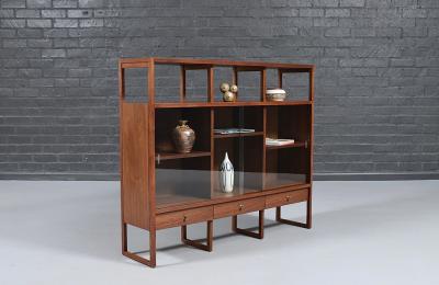 Paul McCobb Paul McCobb Delineator Walnut Glass Bookcase for Lane