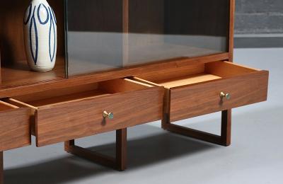 Paul McCobb Paul McCobb Delineator Walnut Glass Bookcase for Lane