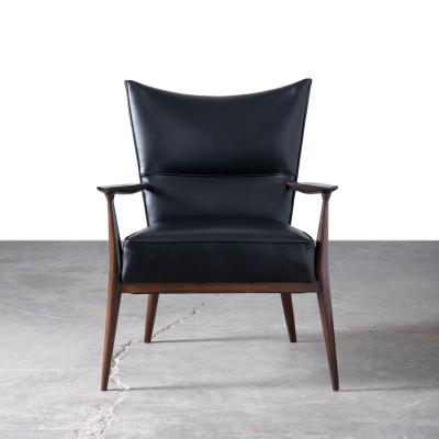 Paul McCobb Paul McCobb Directional Lounge Chairs by Custom Craft 1950s in Black Leather