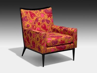 Paul McCobb Paul McCobb Ebonized Wood Fabric Lounge Chairs USA 1950s