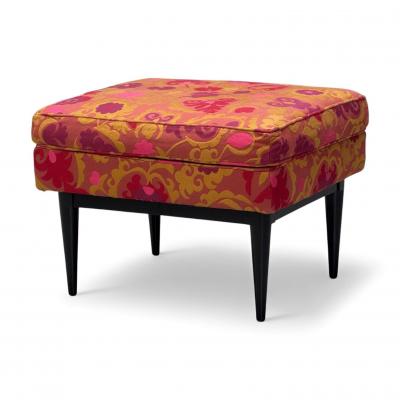 Paul McCobb Paul McCobb Ebonized Wood Fabric Ottoman USA 1950s