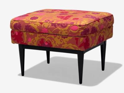 Paul McCobb Paul McCobb Ebonized Wood Fabric Ottoman USA 1950s