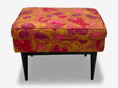 Paul McCobb Paul McCobb Ebonized Wood Fabric Ottoman USA 1950s