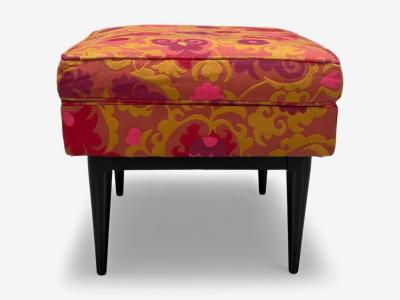 Paul McCobb Paul McCobb Ebonized Wood Fabric Ottoman USA 1950s