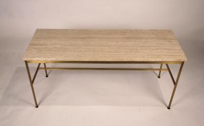 Paul McCobb Paul McCobb Irwin Collection Brass and Travertine Sofa Table