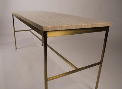 Paul McCobb Paul McCobb Irwin Collection Brass and Travertine Sofa Table