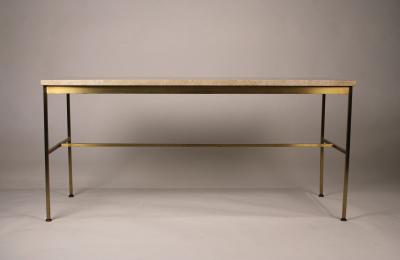 Paul McCobb Paul McCobb Irwin Collection Brass and Travertine Sofa Table