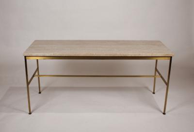 Paul McCobb Paul McCobb Irwin Collection Brass and Travertine Sofa Table