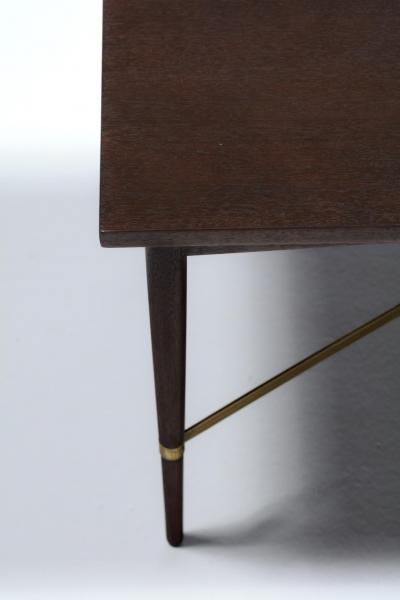 Paul McCobb Paul McCobb Mahogany Side Table with Brass X Cross Stretcher c 1950s