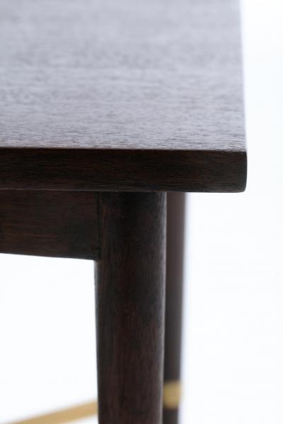 Paul McCobb Paul McCobb Mahogany Side Table with Brass X Cross Stretcher c 1950s