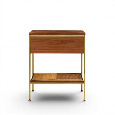 Paul McCobb Paul McCobb Model 8714 Mid Century Mahogany Brass and Cane Nightstands Pair