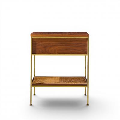 Paul McCobb Paul McCobb Model 8714 Mid Century Mahogany Brass and Cane Nightstands Pair
