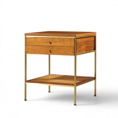 Paul McCobb Paul McCobb Model 8714 Mid Century Mahogany Brass and Cane Nightstands Pair