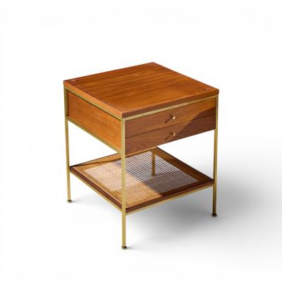 Paul McCobb Paul McCobb Model 8714 Mid Century Mahogany Brass and Cane Nightstands Pair