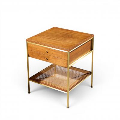 Paul McCobb Paul McCobb Model 8714 Mid Century Mahogany Brass and Cane Nightstands Pair