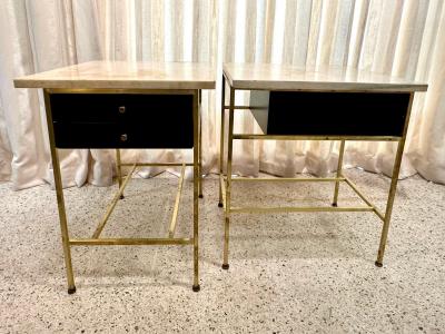 Paul McCobb Paul McCobb Side Tables 8712 with Original Marble Tops PAIR