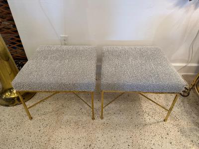 Paul McCobb Paul McCobb X Base Brass Stools Pair