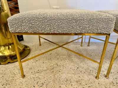 Paul McCobb Paul McCobb X Base Brass Stools Pair