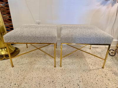 Paul McCobb Paul McCobb X Base Brass Stools Pair