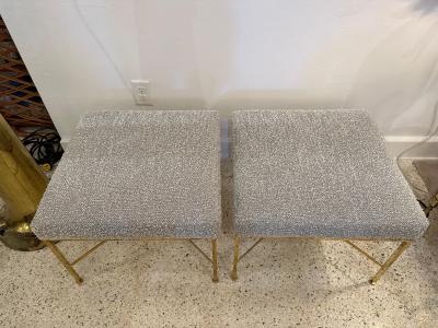 Paul McCobb Paul McCobb X Base Brass Stools Pair