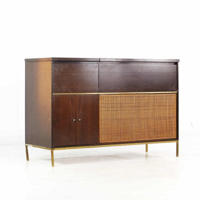 Paul McCobb Paul McCobb for Bell and Howell Mid Century Cane and Brass Stereo Console