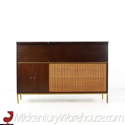 Paul McCobb Paul McCobb for Bell and Howell Mid Century Cane and Brass Stereo Console