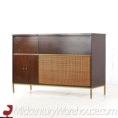 Paul McCobb Paul McCobb for Bell and Howell Mid Century Cane and Brass Stereo Console