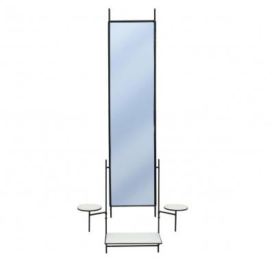 Paul McCobb Paul McCobb for Bryce Originals Mirror and Shelf Wrought Iron Milk Glass 1950s
