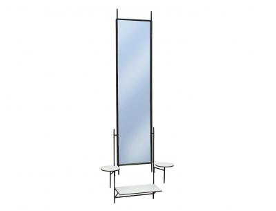Paul McCobb Paul McCobb for Bryce Originals Mirror and Shelf Wrought Iron Milk Glass 1950s