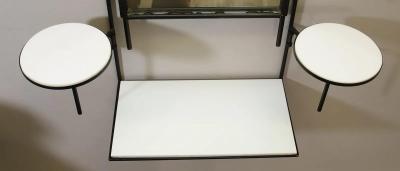 Paul McCobb Paul McCobb for Bryce Originals Mirror and Shelf Wrought Iron Milk Glass 1950s